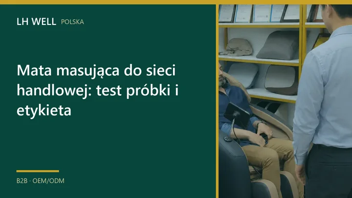 Mata masująca z etapami kontroli próbki, etykiety, instrukcji i opakowania