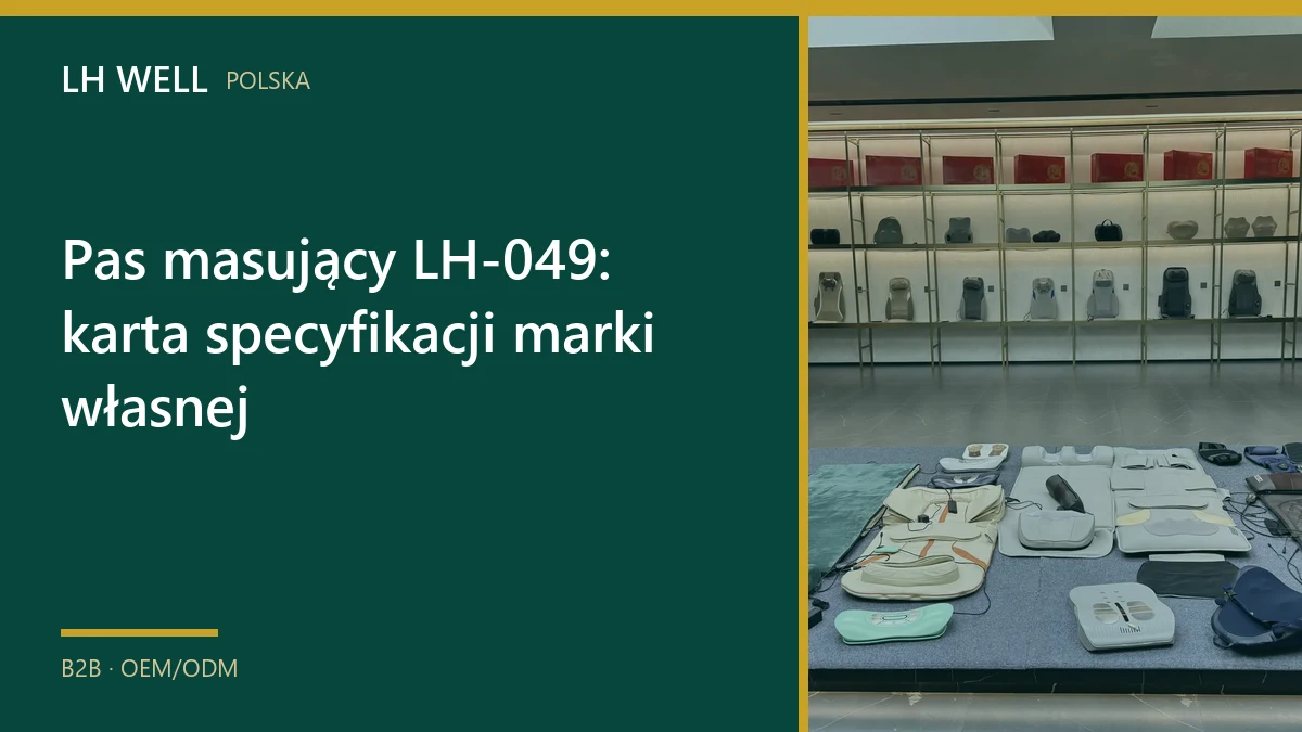 Okładka poradnika „Pas masujący LH-049: karta specyfikacji marki własnej”